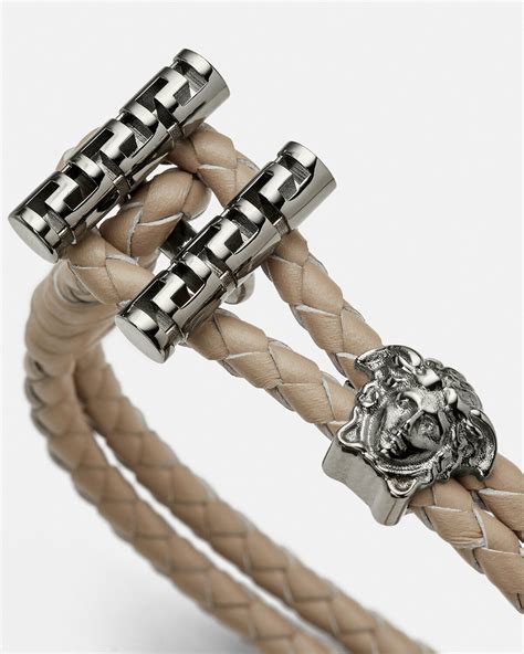 versace gouden armband|Versace braided leather bracelets.